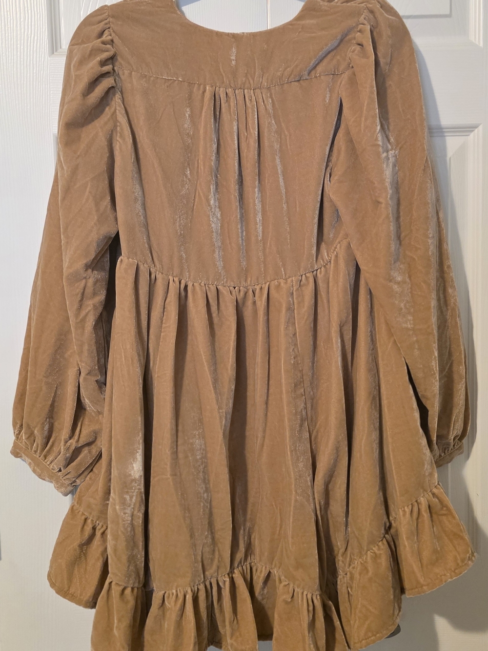 Free People Girls' Velvet Ruffle Dress in Camel